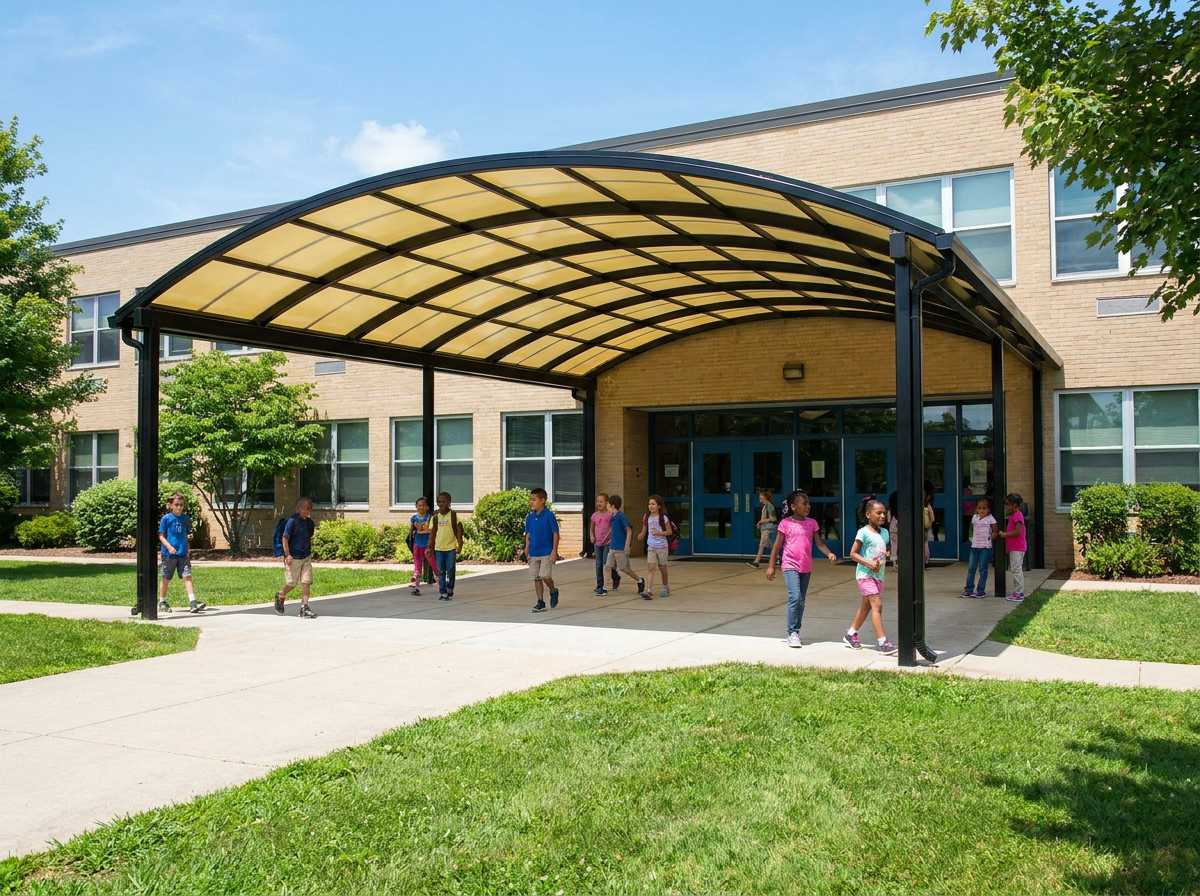 A canopy over a school playground